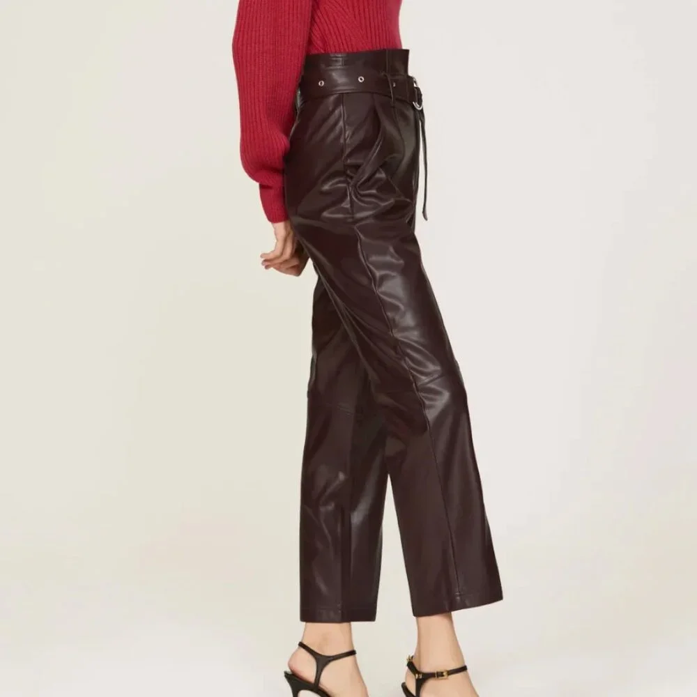 Marissa Webb x RTR Split-Hem Faux Leather Pants – Purple – Size 6 - Picture 4 of 10